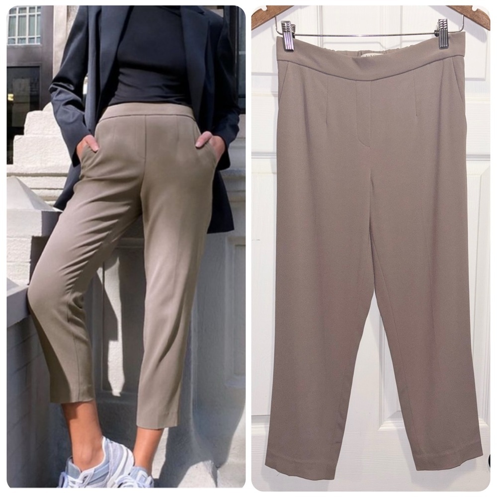 Aritzia Babaton Conan Pant Cropped Crepe Pants Taupe Tan Size 4
